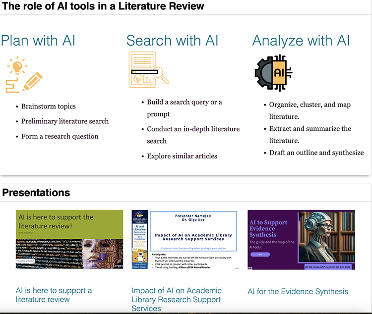 AI for Discovery and Review of the Literature